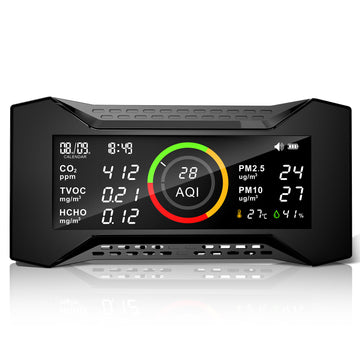CAREFOR Air-Guardian CF-20 Air Quality Detector for CO2, PM2.5, PM10, TVOC, HCHO, AQI, Temp, Humidity